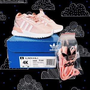Adidas U Path X EL Ice Pink / White Toddler Sneaker Sz 4 EUC in Box EG8288